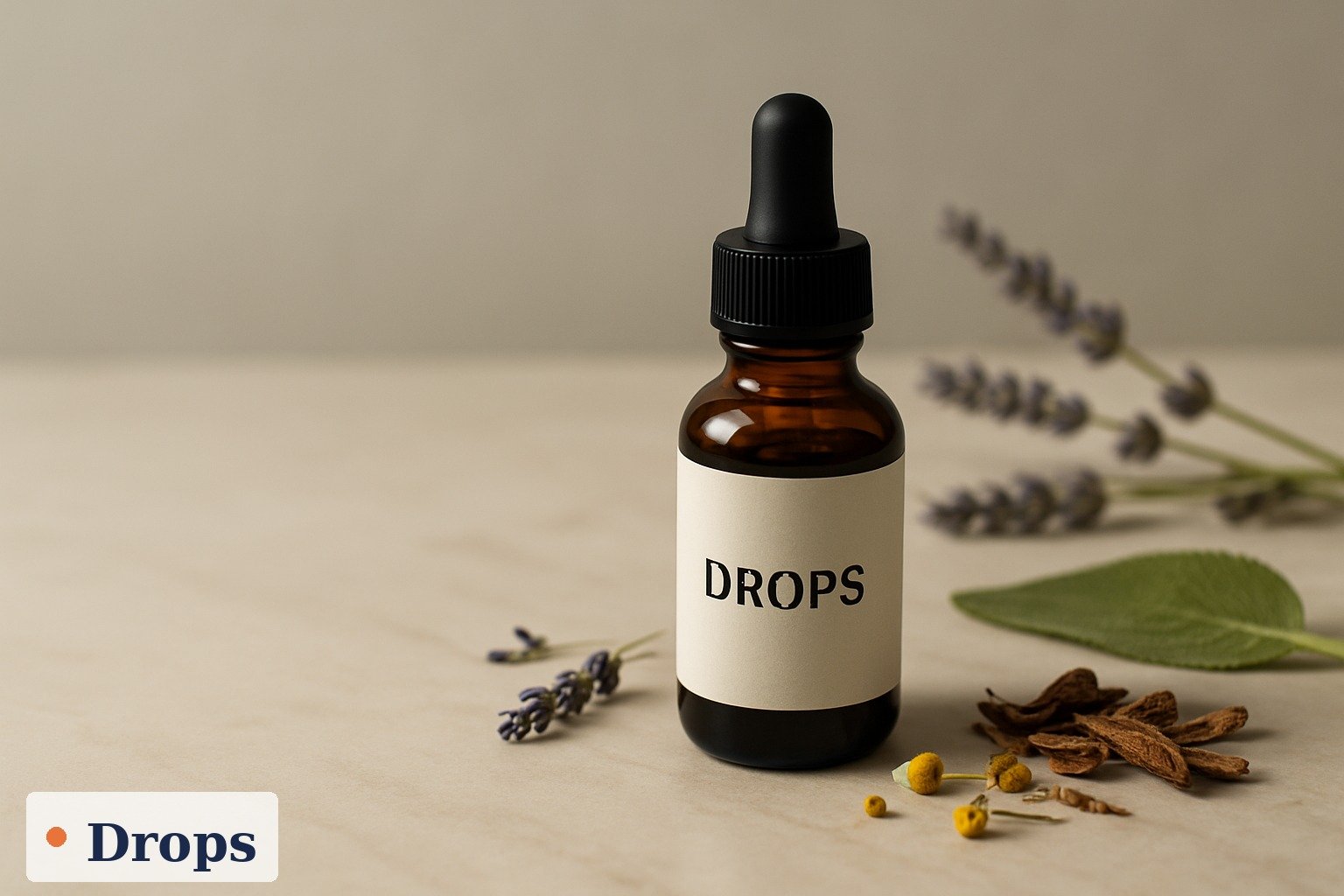 Flat-lay comparing four weight-loss supplement formats — a dropper bottle, a cup of herbal tea, a skin patch and a scoop of powder — on a kitchen counter