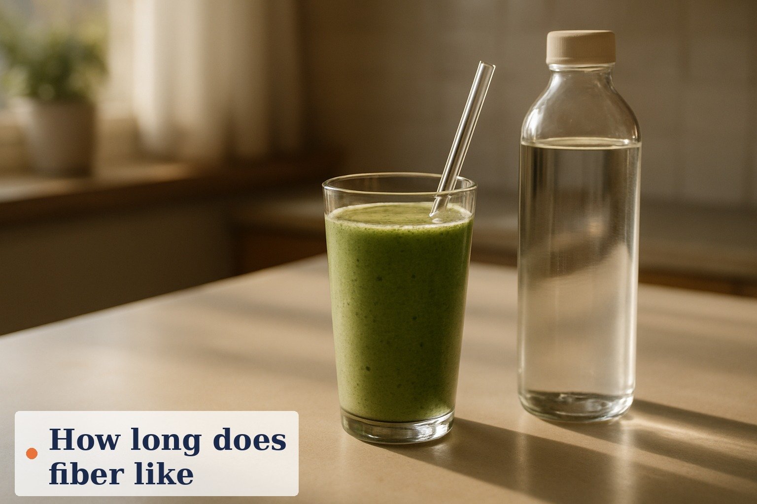 A glass of water beside a spoonful of soluble fiber powder and vegetables, representing fiber taken before meals for appetite control